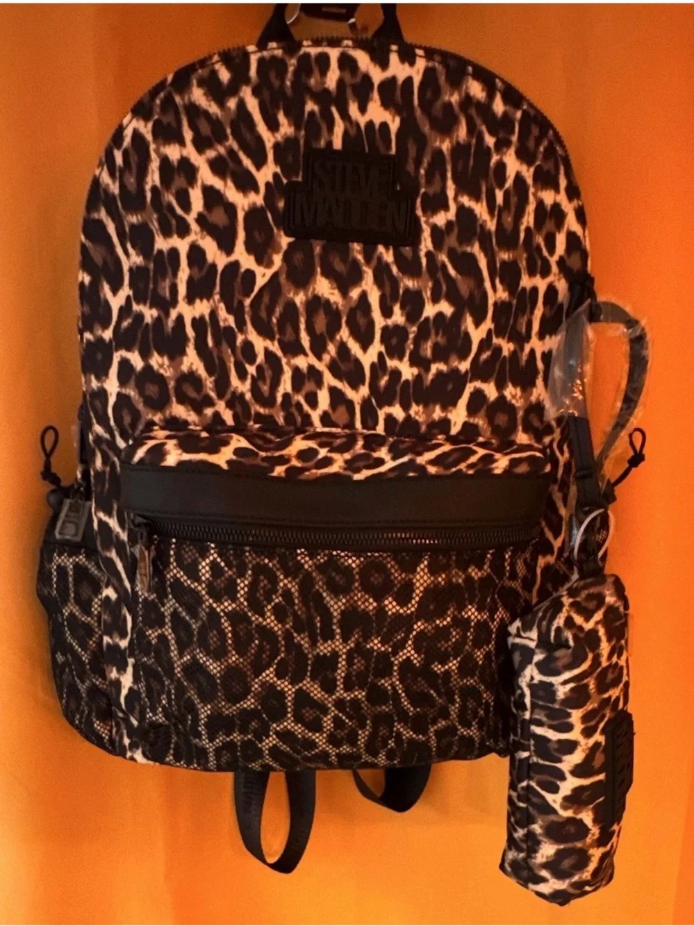 Steve Madden Brown Tan and Black Leopard Print Backpack